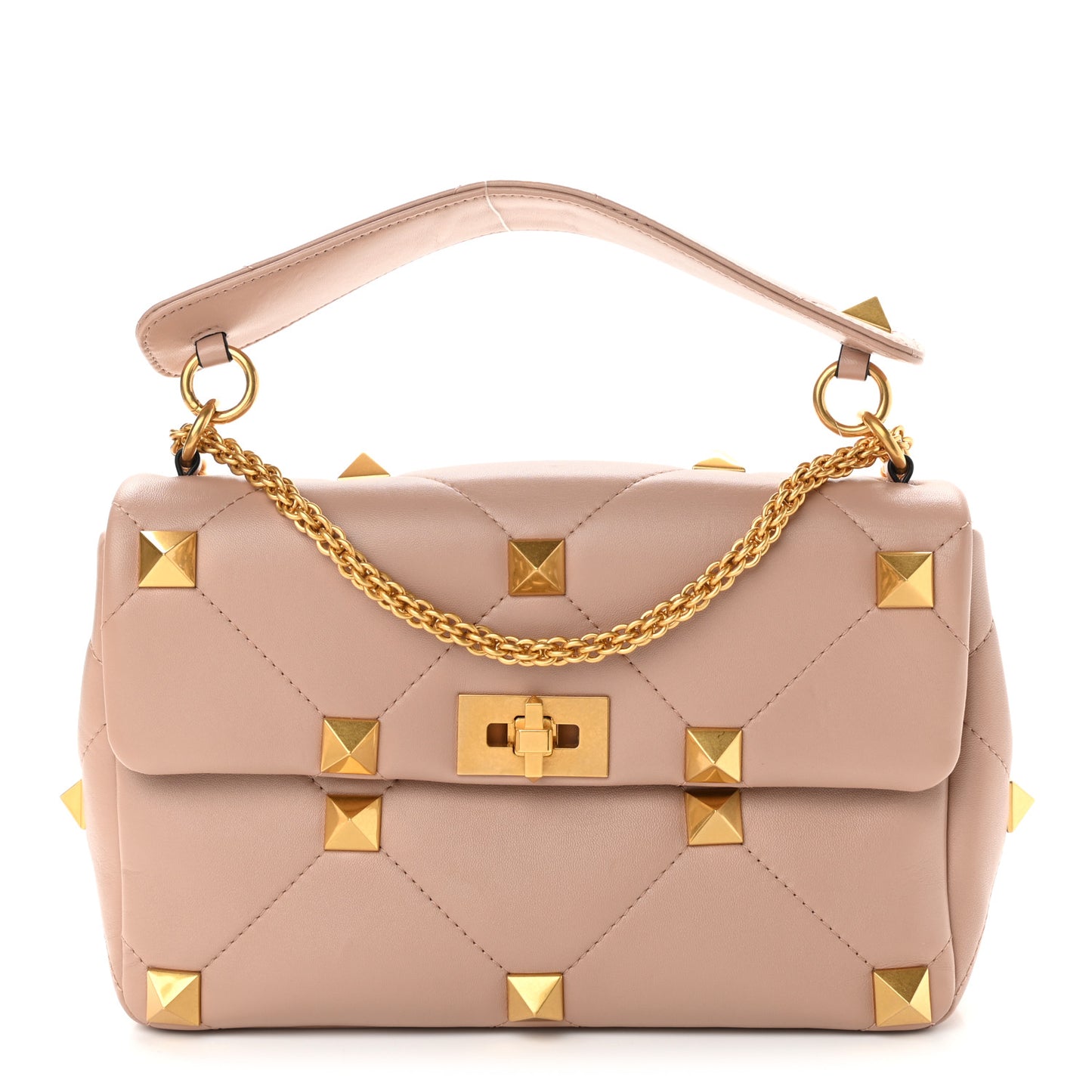 Nappa Large Roman Stud Shoulder Bag Rose Cannelle