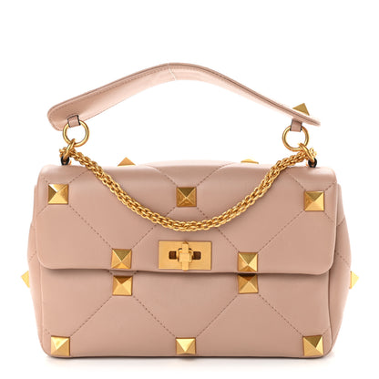Valentino Garavani Nappa Large Roman Stud Shoulder Bag Rose Cannelle 1 of 9