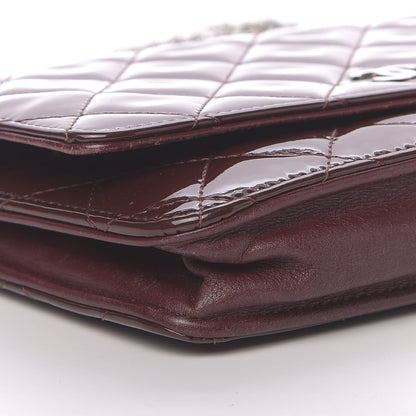 Chanel Patent Quilted Wallet On Chain WOC Dark Red 11 of 13