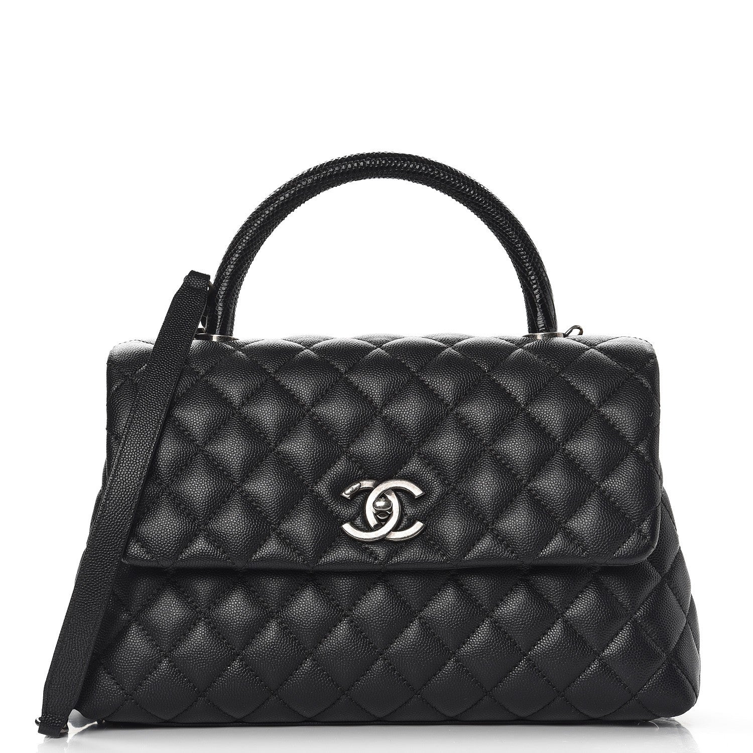 Chanel Caviar Lizard Quilted Small Coco Handle Flap Black 1 of 9