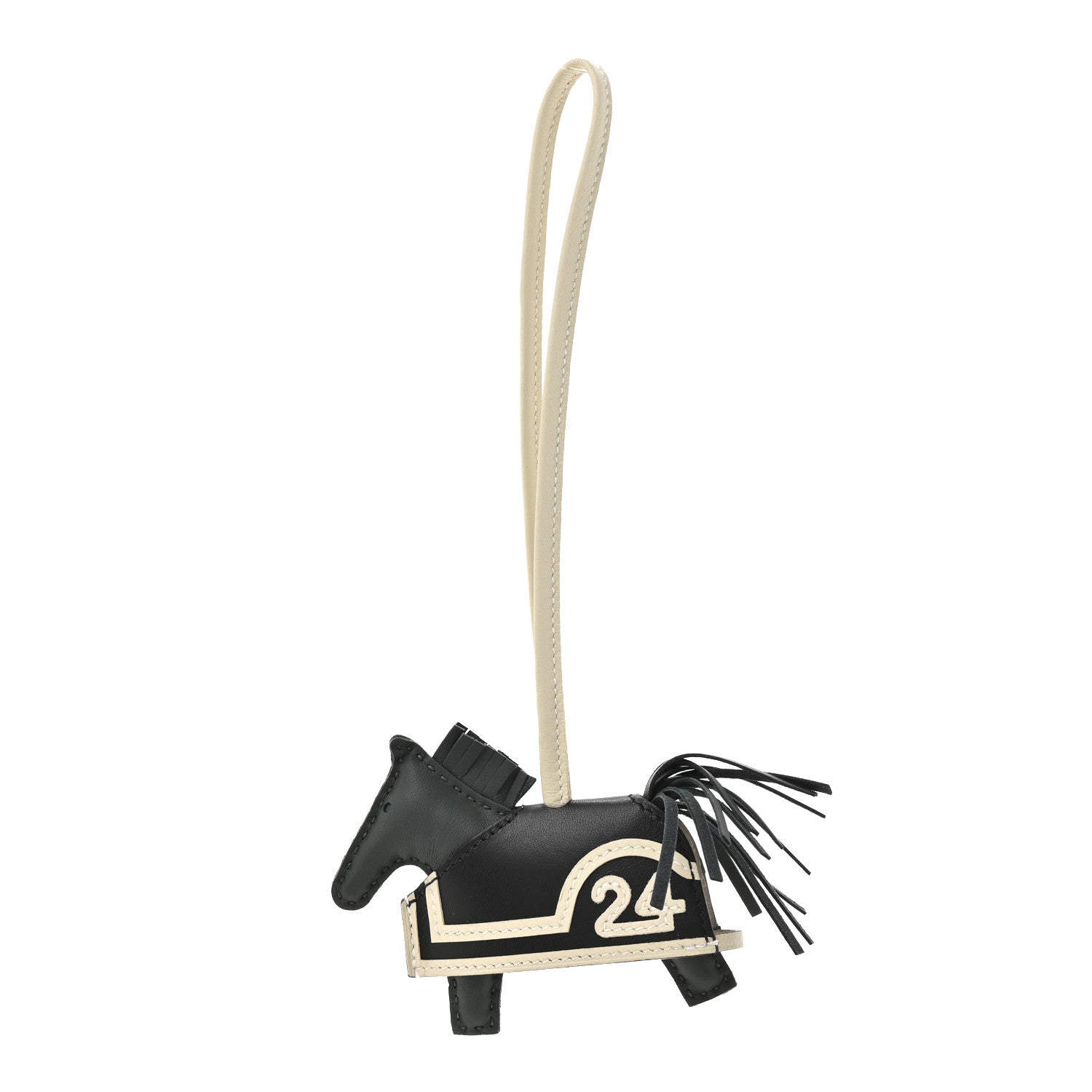 Hermes Milo Lambskin Grigri Rodeo Robeo 24 Bag Charm PM Vert Mangrove Black Craie 1 of 5