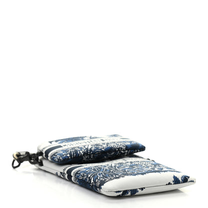 Christian Dior Technical Fabric Embroidered Palm Tree Toile De Jouy DiorTravel Multifunction Pouch Blue 4 of 14