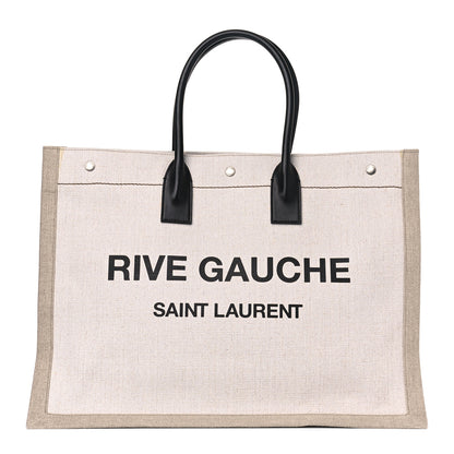 Saint Laurent Linen Calfskin Rive Gauche Tote Optic White 1 of 6