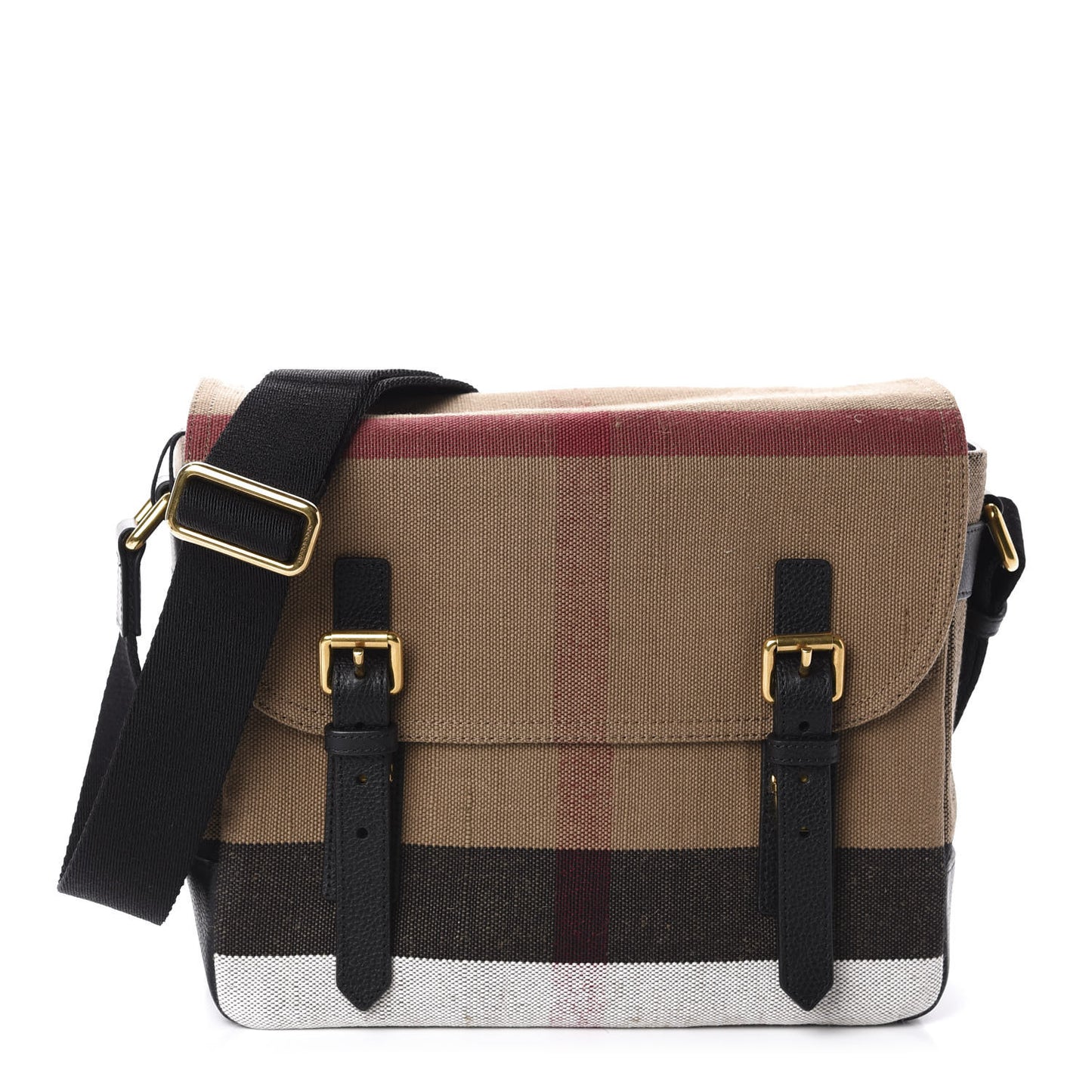 Canvas Mega Check Large Baildon Messenger Bag Black