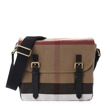 Burberry Canvas Mega Check Large Baildon Messenger Bag Black 1 of 11