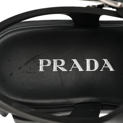 Prada Foam Rubber Triangle Logo Monolith 55mm Cage Sandals 39 Black 8 of 13