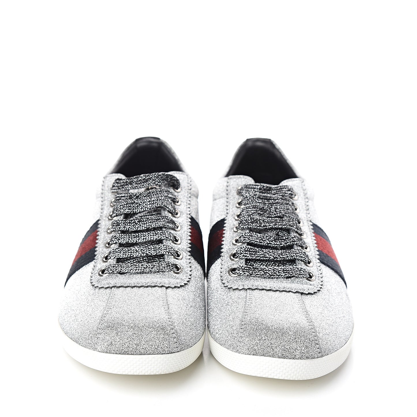 Glitter Fabric Studded Web Sneakers 40.5 Silver