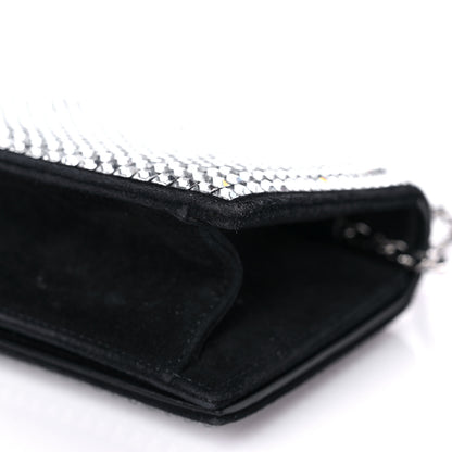 Chanel Crystal Suede Chain Evening Clutch Black Silver 10 of 17