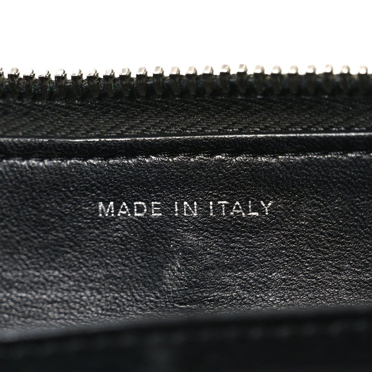 Lambskin Camellia Embossed Large Zip Around Gusset Wallet Black White