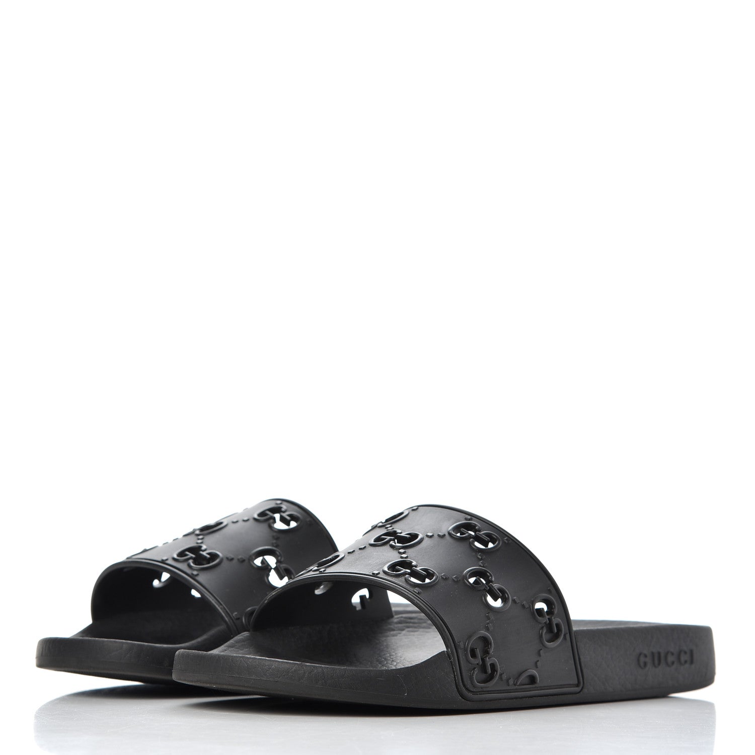 Gucci Rubber GG Monogram Mens Slide Sandals 6 Black 3 of 15