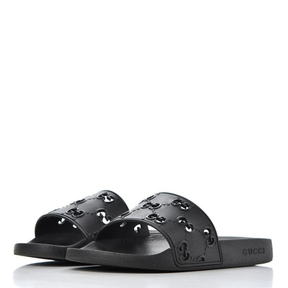 Gucci Rubber GG Monogram Mens Slide Sandals 6 Black 3 of 15