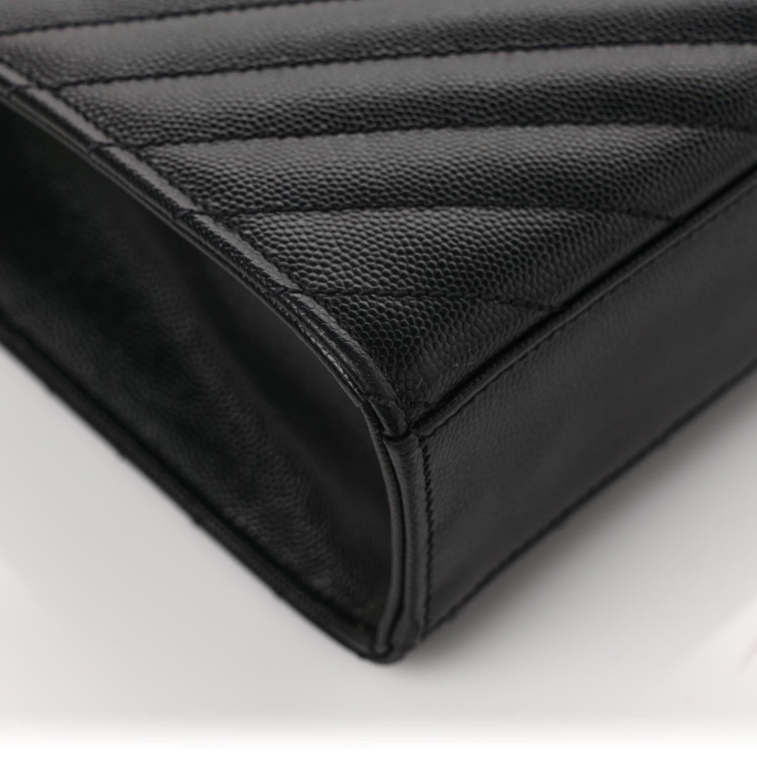 Saint Laurent Grain De Poudre Matelasse Chevron Large Monogram Satchel Black 9 of 10