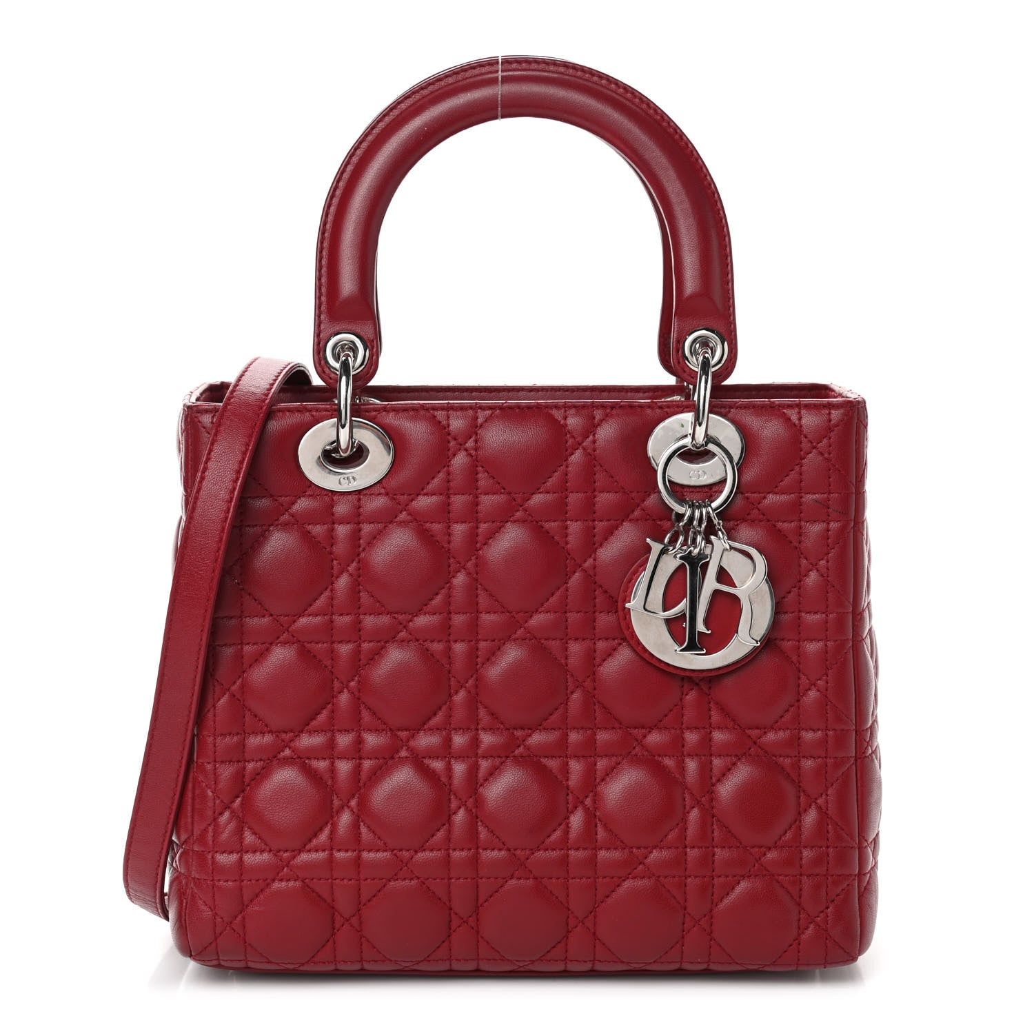Christian Dior Lambskin Cannage Medium Lady Dior Red 1 of 4