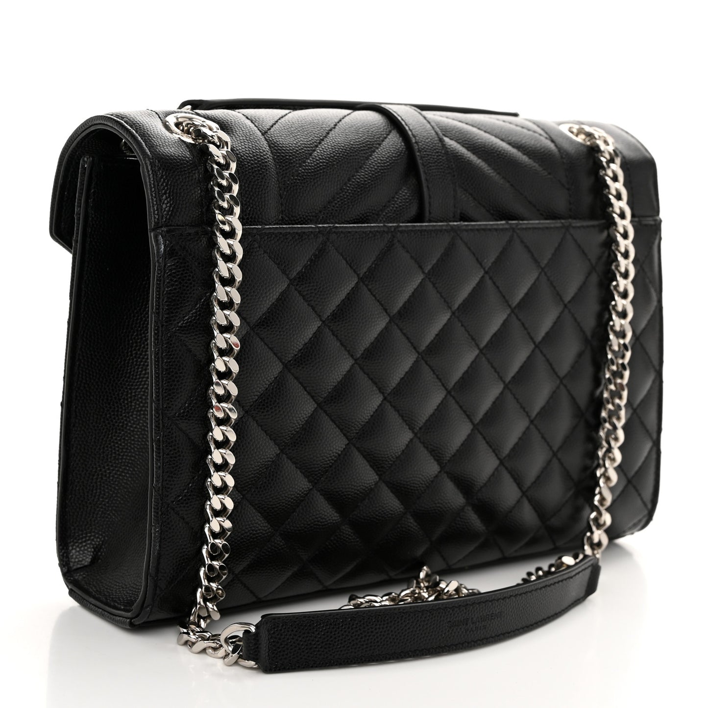Grain De Poudre Textured Mixed Matelasse Triquilt Medium Monogram Satchel Black