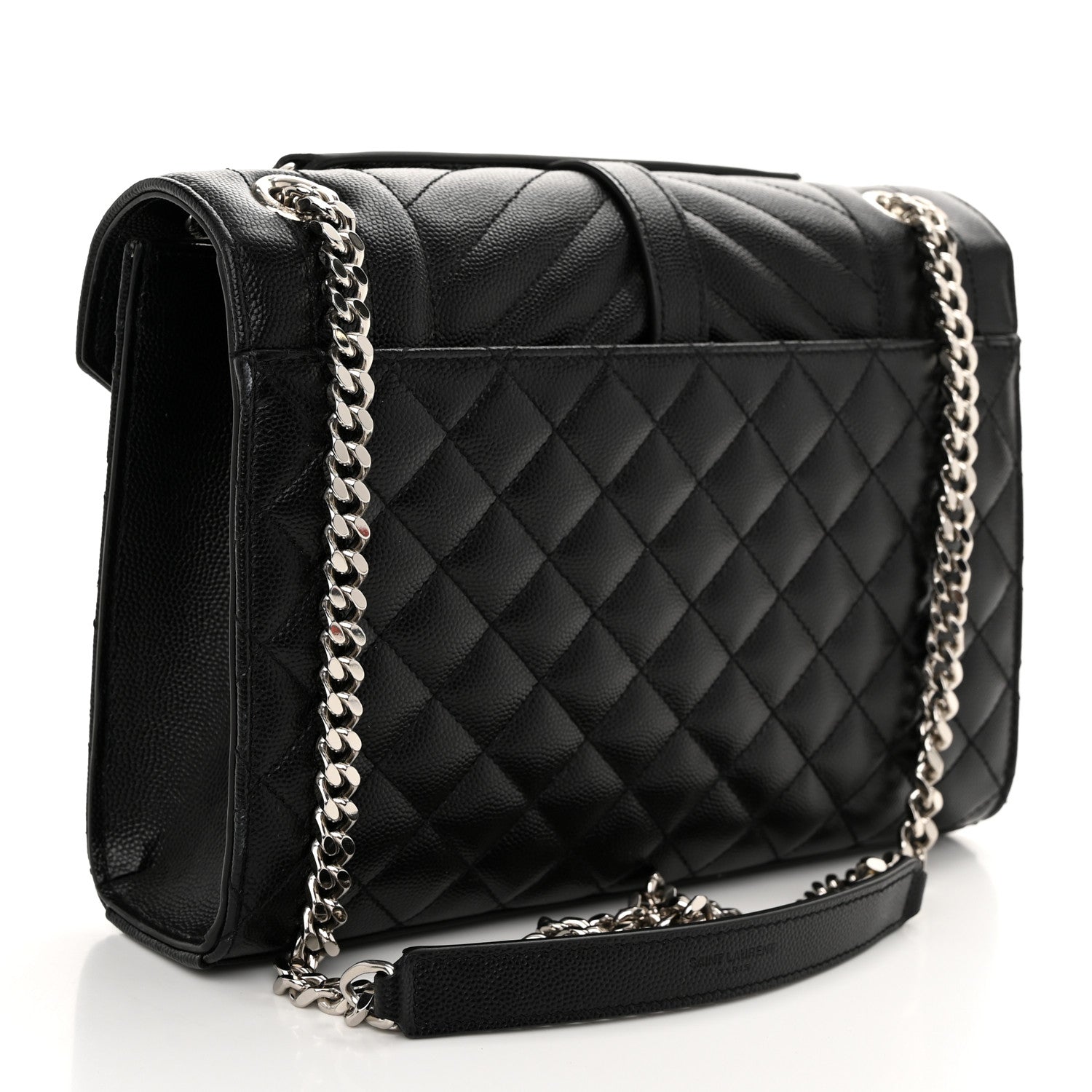 Saint Laurent Grain De Poudre Textured Mixed Matelasse Triquilt Medium Monogram Satchel Black 3 of 10