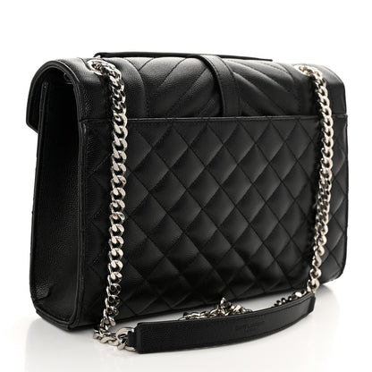 Saint Laurent Grain De Poudre Textured Mixed Matelasse Triquilt Medium Monogram Satchel Black 3 of 10