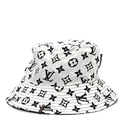 Louis Vuitton Nylon Monogram Reversible Bob Bucket Hat S Black White 11 of 13