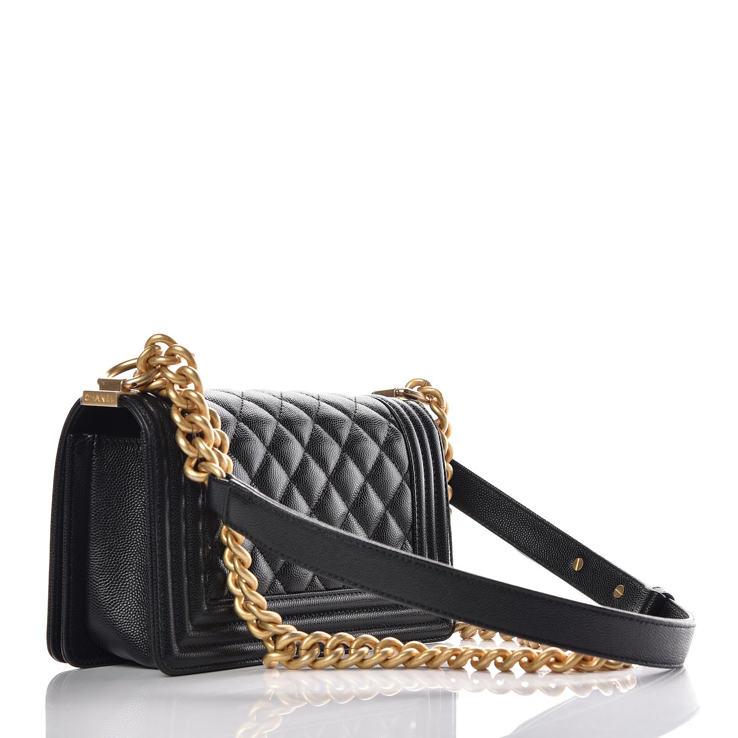 Caviar Quilted Small Boy Flap Black