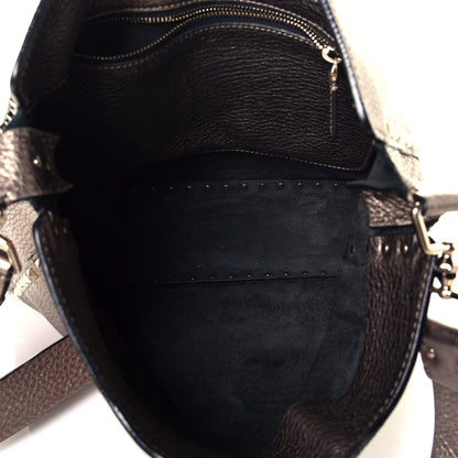 Valentino Garavani Metallic Pebbled Calfskin Large Rockstud Flip-Lock Messenger Bag Sasso 5 of 8