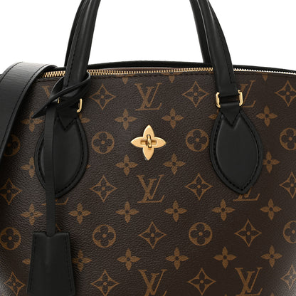 Louis Vuitton Monogram Flower Zipped Tote MM Black 8 of 10