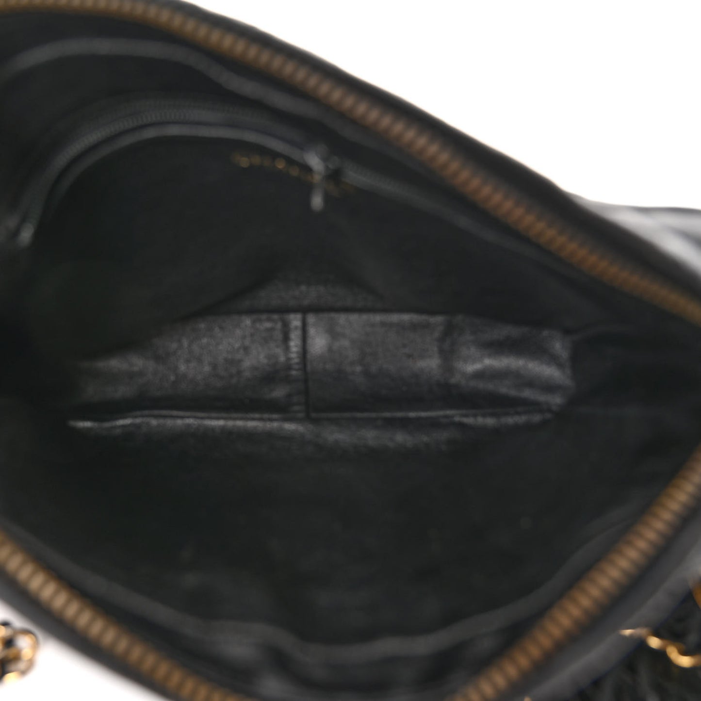 Lambskin Chevron Quilted Tassel Camera Case Black