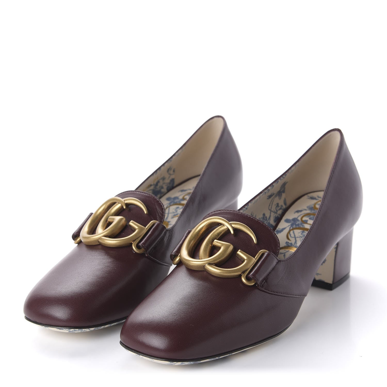 Gucci Malaga Kid GG Victoire 55mm Loafer Pumps 36.5 Vintage Bordeaux 3 of 9