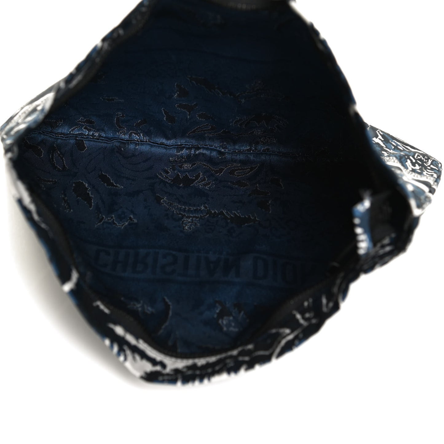 Embroidered Palm Tree Toile De Jouy Diortravel Zipped Pouch Blue