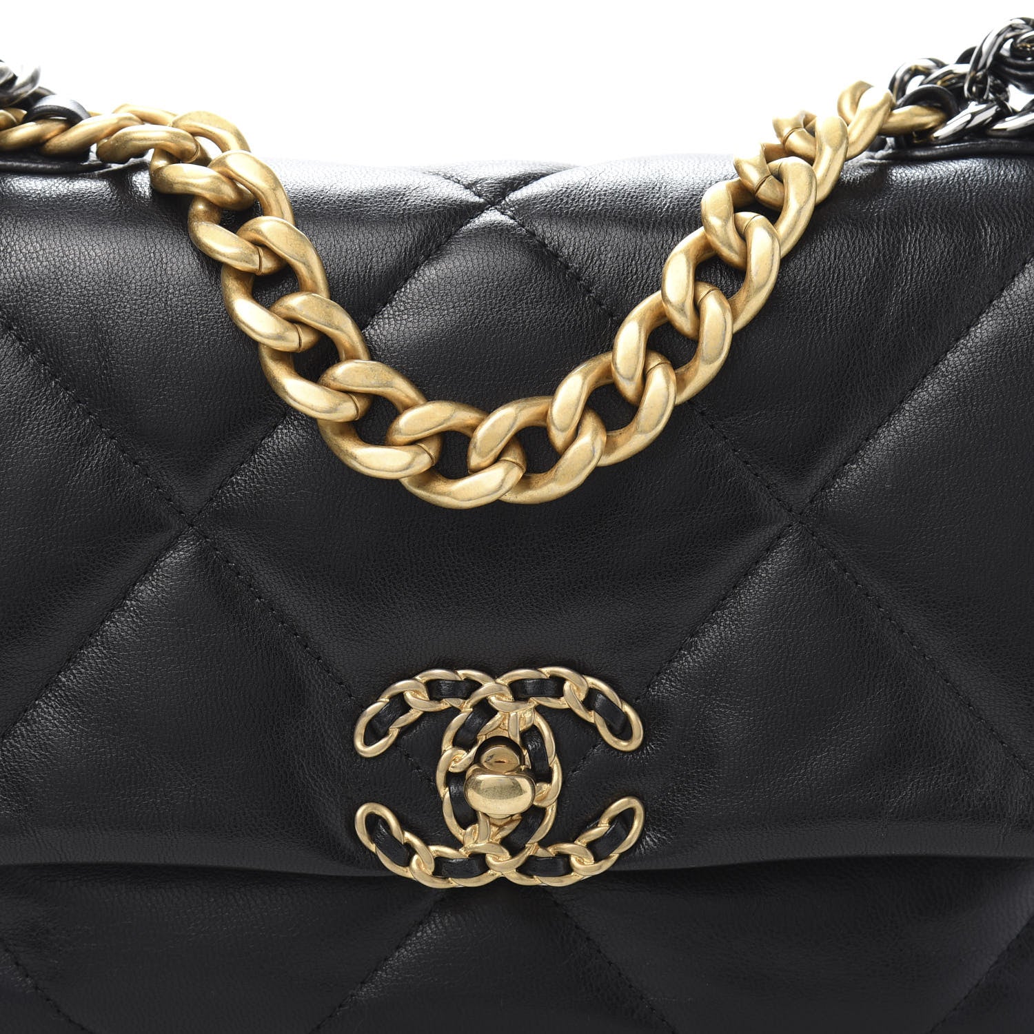 Chanel Goatskin Quilted Medium 19 Flap Black 11 of 12