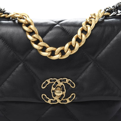 Chanel Goatskin Quilted Medium 19 Flap Black 11 of 12