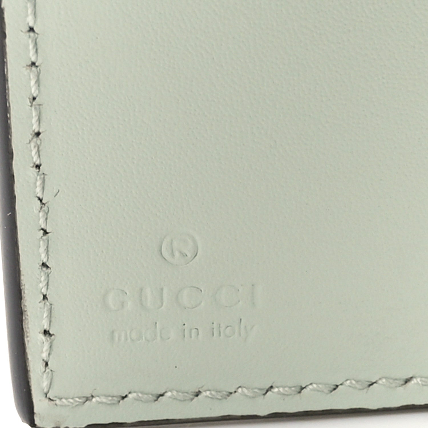 Gucci Gilbert Calfskin Jumbo GG Embossed Tri-Fold Wallet Salvy Green 6 of 9