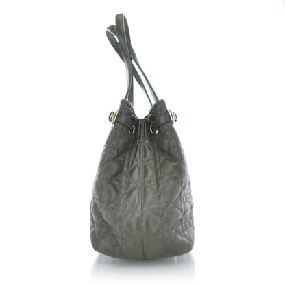 Christian Dior Coated Canvas Cannage Small Panarea Tote Olive 6 of 9