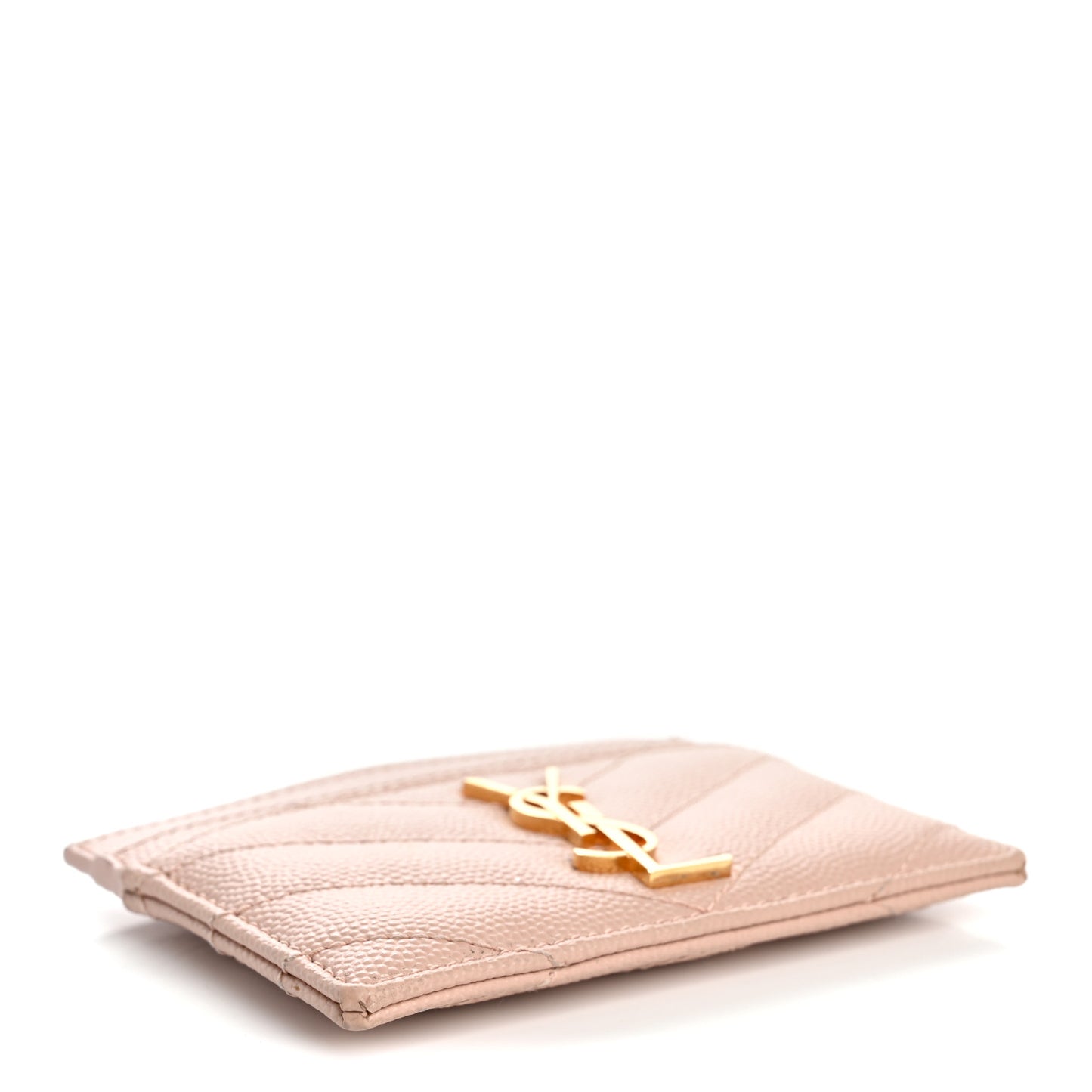 Grain De Poudre Matelasse Chevron Monogram Credit Card Case Pale Pink