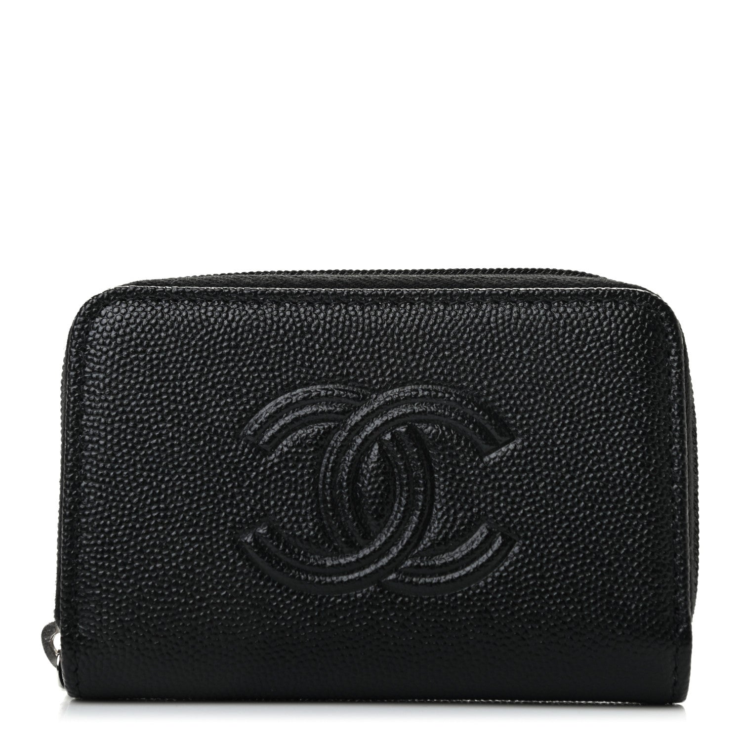 Chanel Caviar Timeless CC Zip Around Coin Purse Black 1 of 7