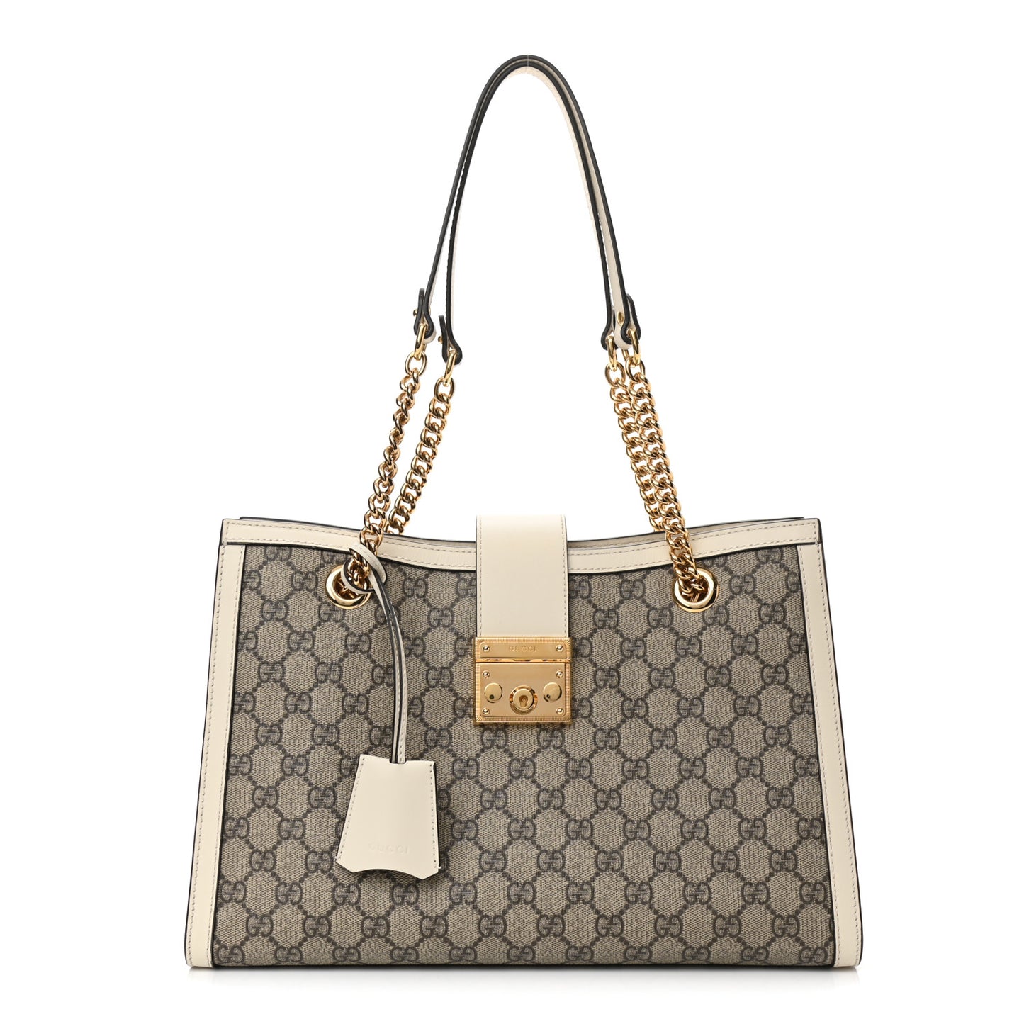 GG Supreme Monogram Medium Padlock Tote White