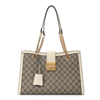 Gucci GG Supreme Monogram Medium Padlock Tote White 1 of 9