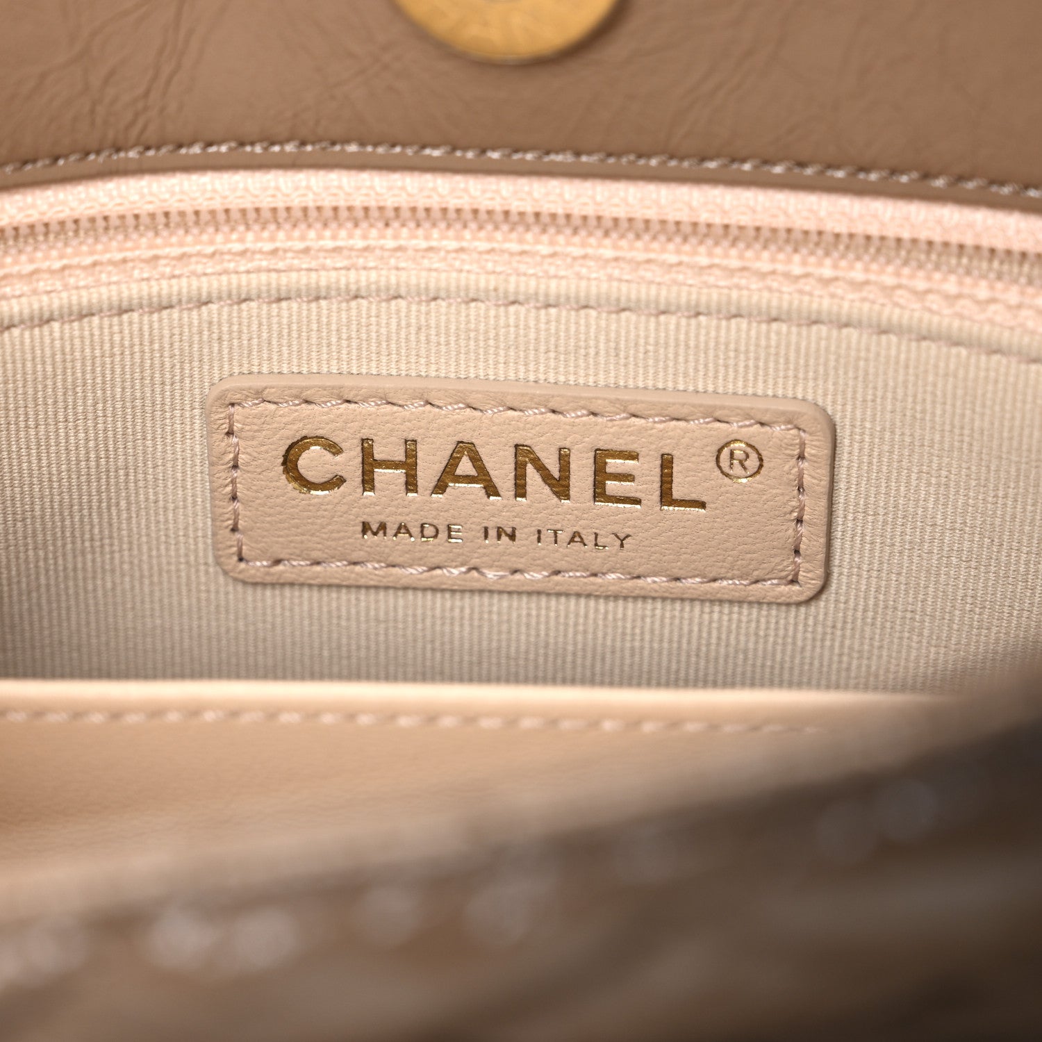 Chanel Shiny Crumpled Calfskin Quilted Wavy CC Hobo  Dark Beige 6 of 11