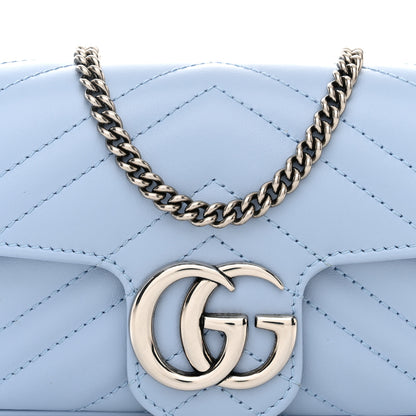 Gucci Calfskin Matelasse Super Mini GG Marmont Shoulder Bag Porcelain Light Blue 8 of 11