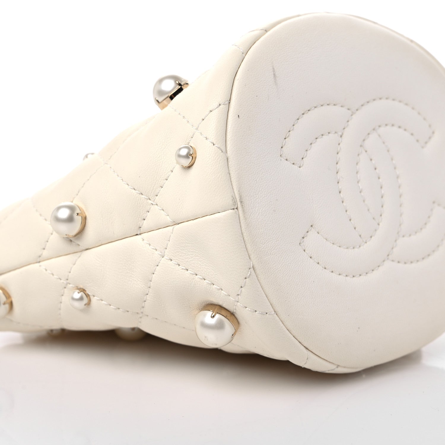 Chanel Lambskin Quilted Pearl Mini About Pearls Drawstring Bag White 8 of 11
