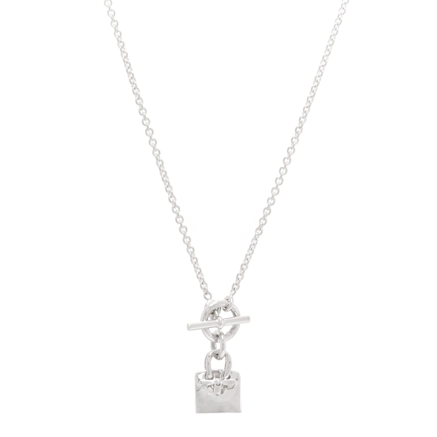 Hermes Sterling Silver Birkin Amulette Pendant Necklace 1 of 4