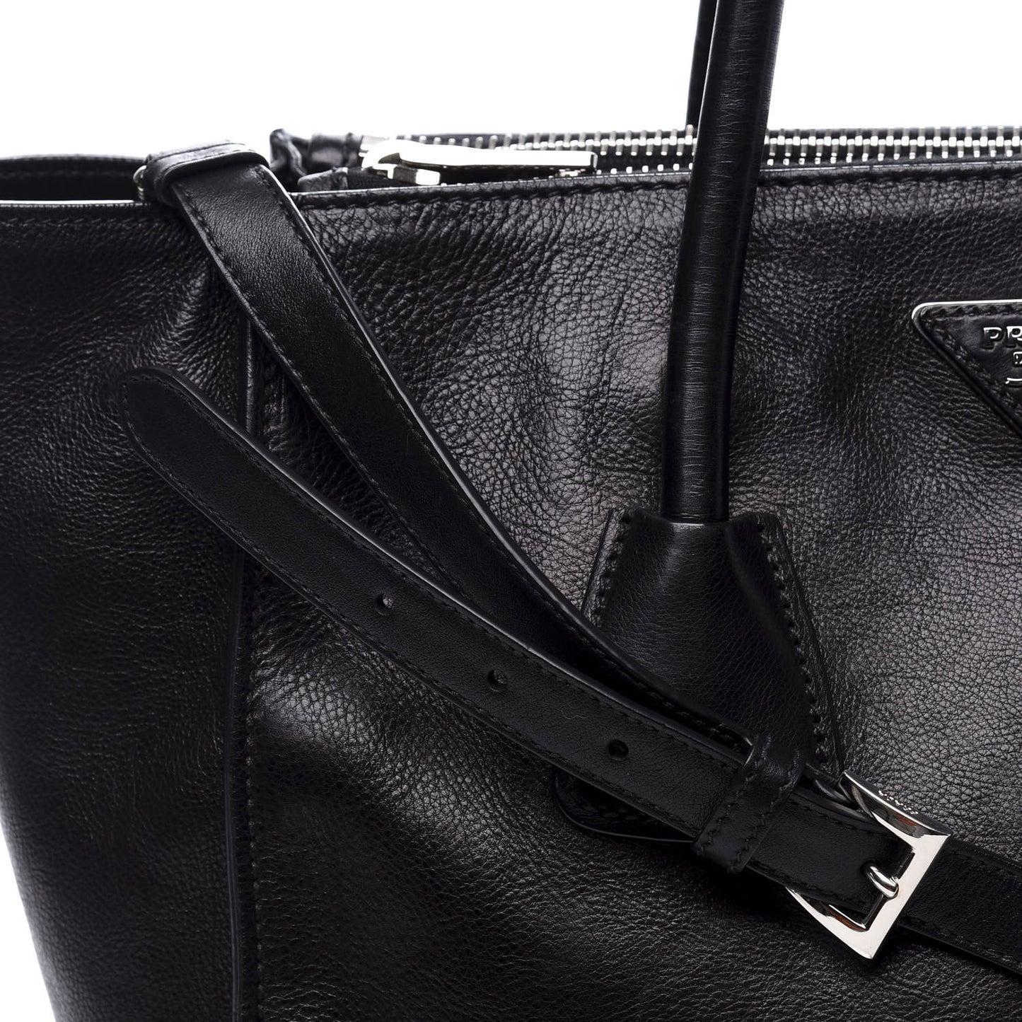 Glace Calf Twin Pocket Tote Black