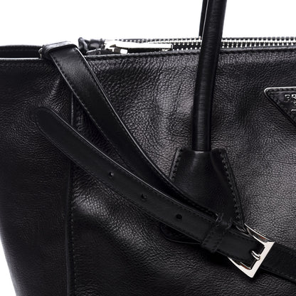 Prada Glace Calf Twin Pocket Tote Black 9 of 13