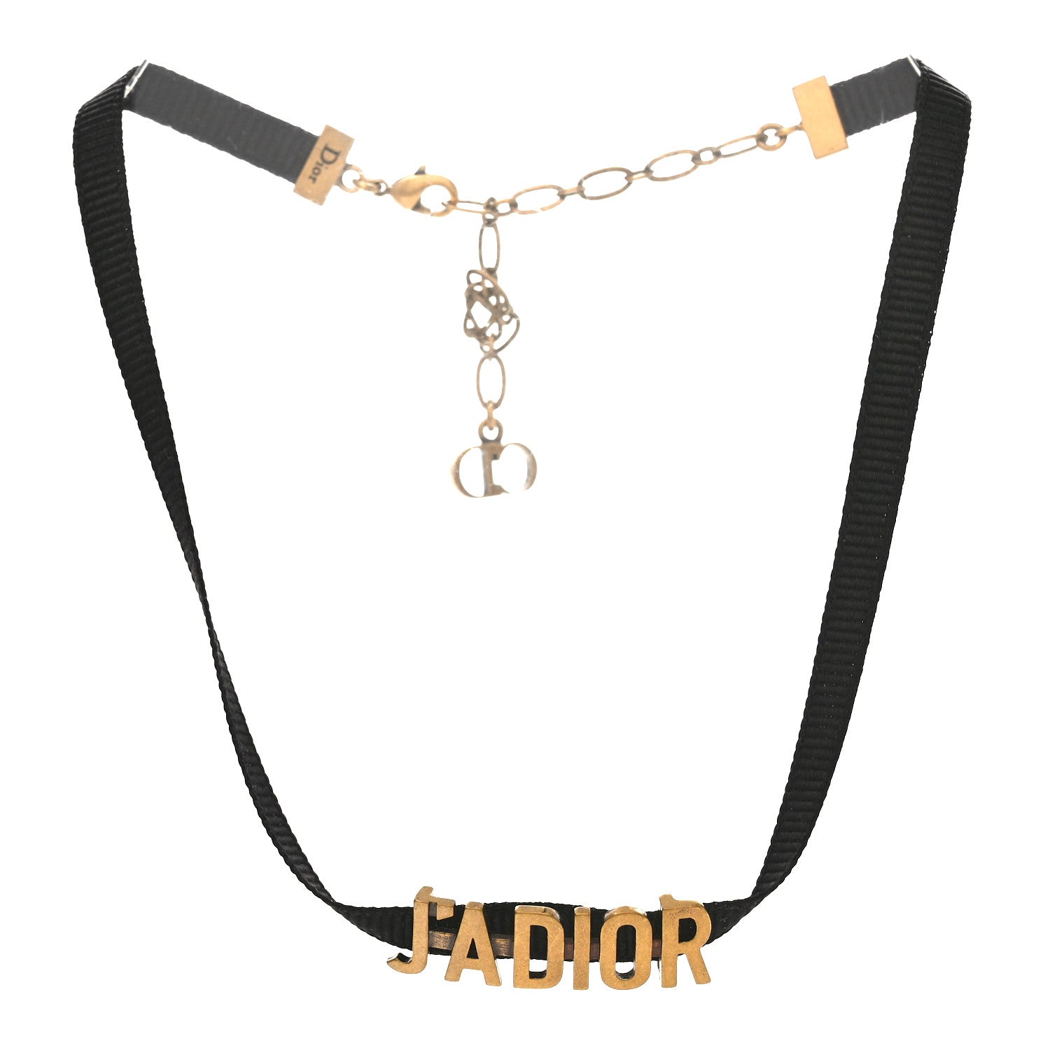 Christian Dior Grosgrain Ribbon Dior Logo Choker Necklace Black 3 of 4