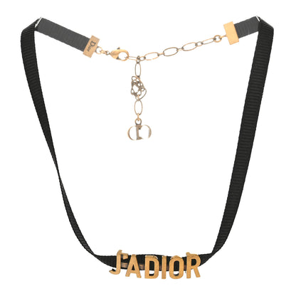 Christian Dior Grosgrain Ribbon Dior Logo Choker Necklace Black 3 of 4