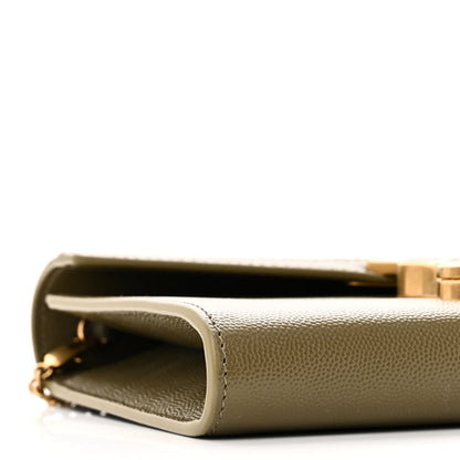 Saint Laurent Grain De Poudre Monogram Cassandra Chain Wallet Ver Kaki 8 of 10