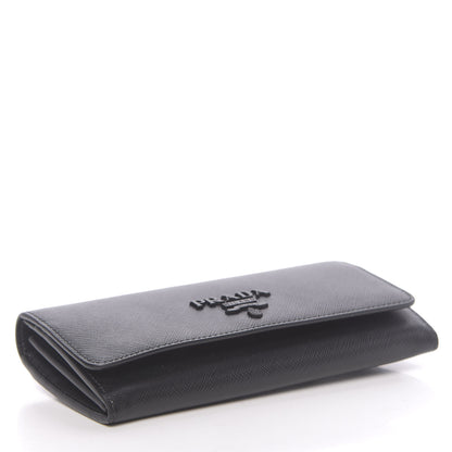 Prada Saffiano Continental Flap Wallet Black 5 of 8
