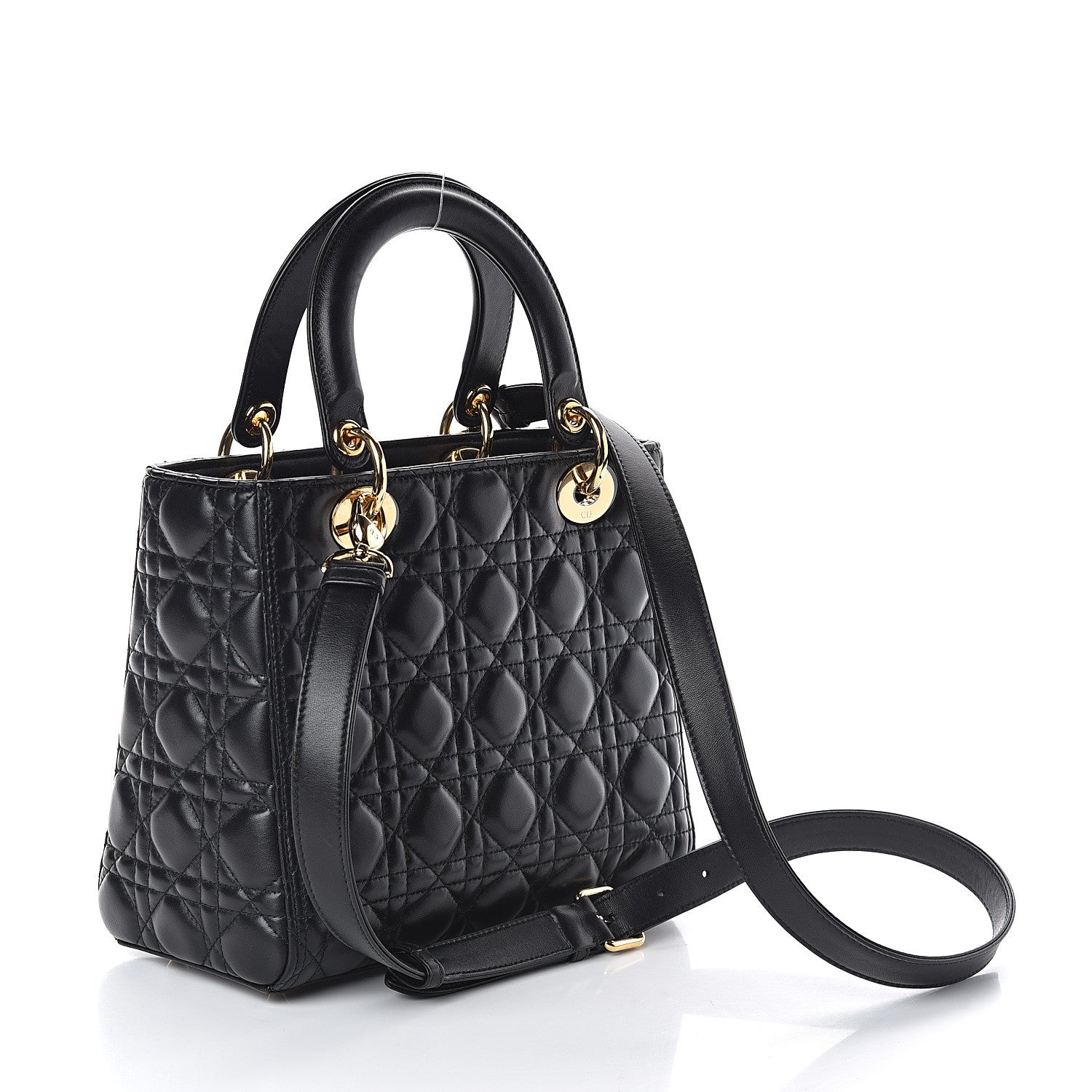 Christian Dior Lambskin Cannage Medium Lady Dior Black 2 of 7