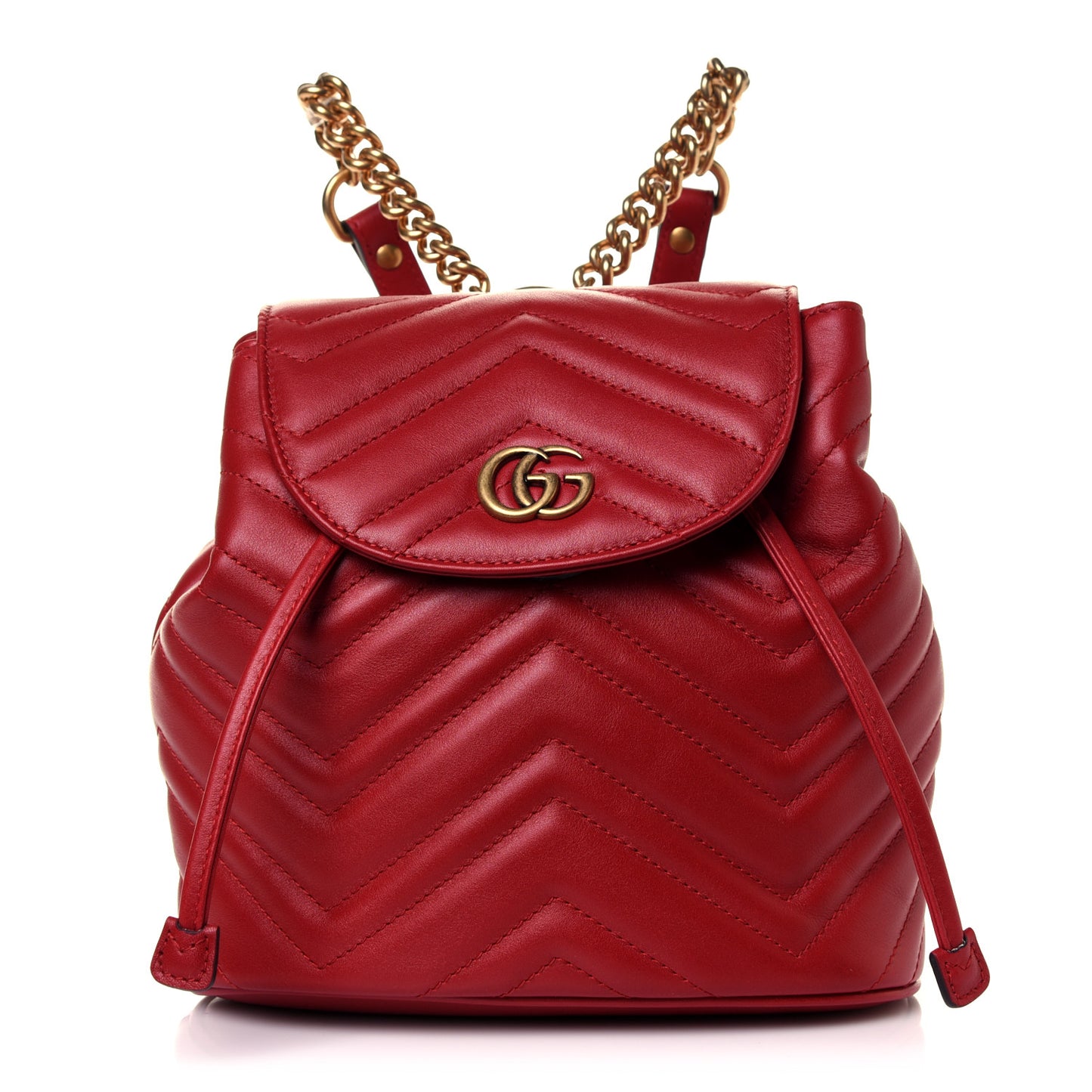 Calfskin Matelasse GG Marmont Flap Backpack Hibiscus Red