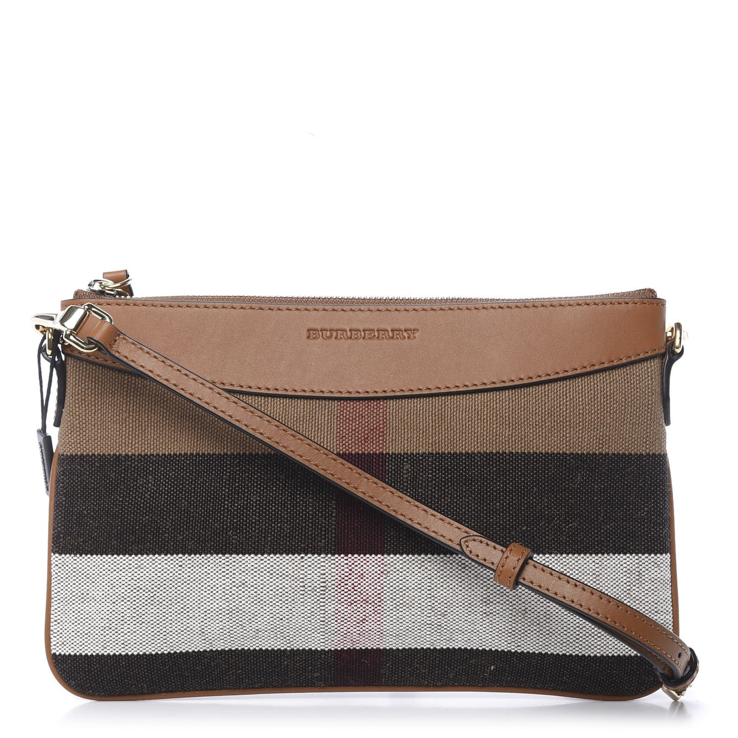 Mega Check Peyton Crossbody Clutch Bag Saddle Brown
