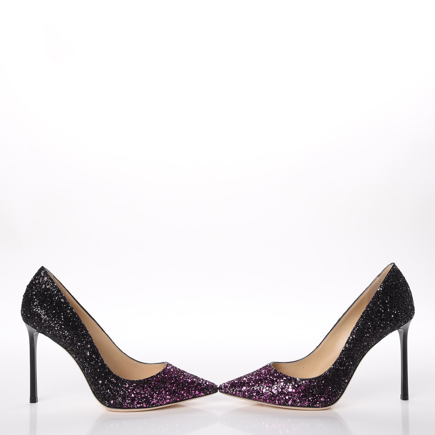 Jimmy Choo Coarse Glitter Degrade Romy 100 Pumps 37.5 Pink Black 5 of 10