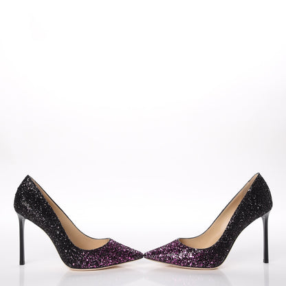 Jimmy Choo Coarse Glitter Degrade Romy 100 Pumps 37.5 Pink Black 5 of 10